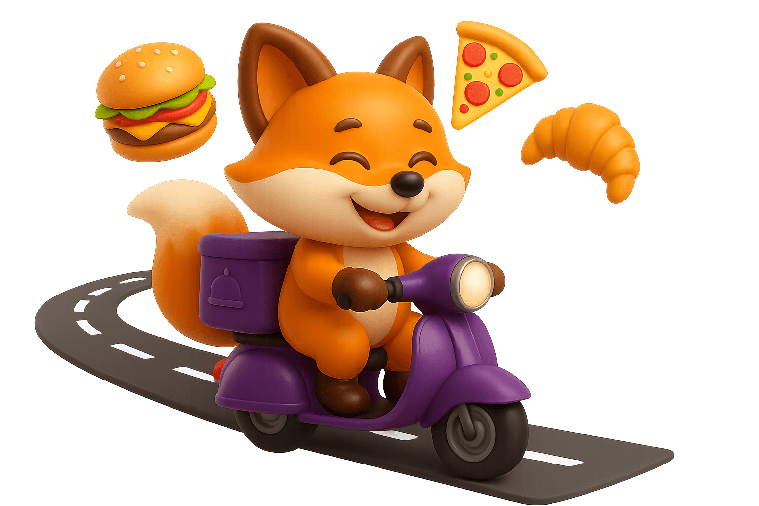 Foxi on a scooter